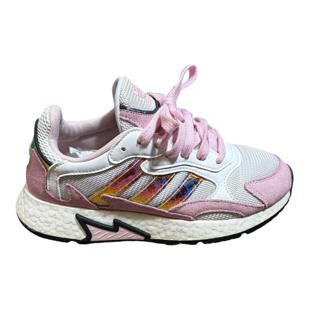 Adidas Tresc Run J Girls Pink and White Iridescent Sneakers EH1083